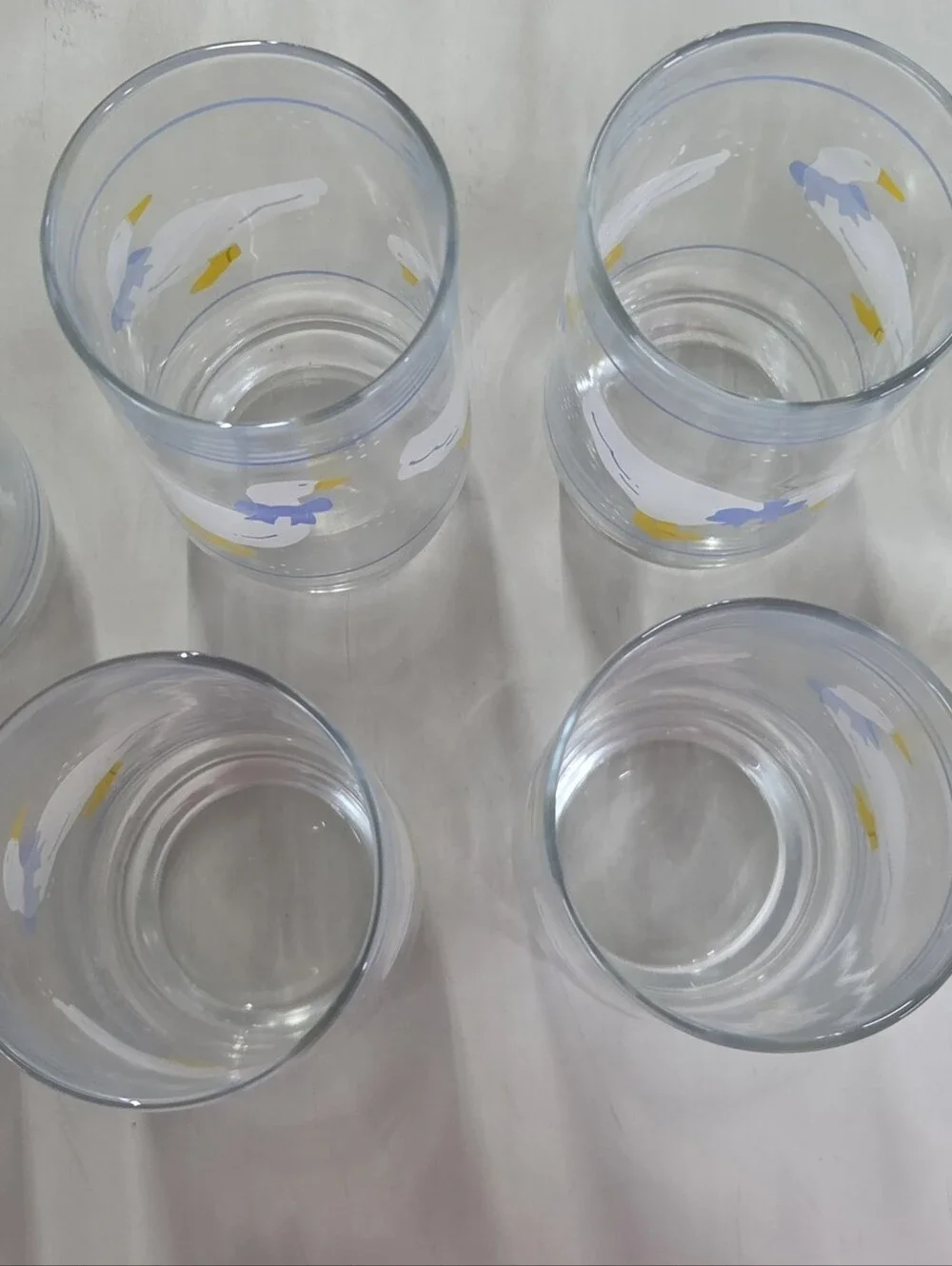 Vtg 1980s Country Goose Drinking Glasses Set of 8 | Blue Bow Farmhouse Tumblers